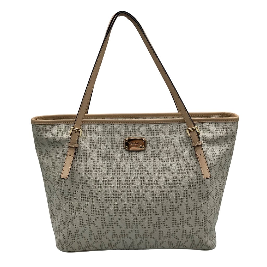 Michael Kors Vanilla Monogram Canvas Jet Set Travel Tote Bag